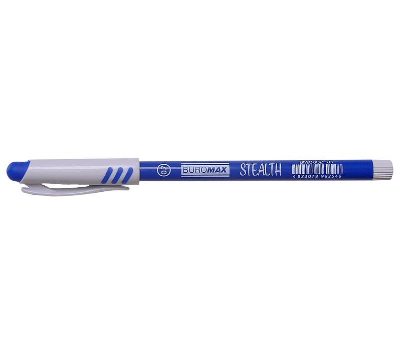Ручка пишет - стирает шариковая Buromax Stealth (0,7мм) стержень синий