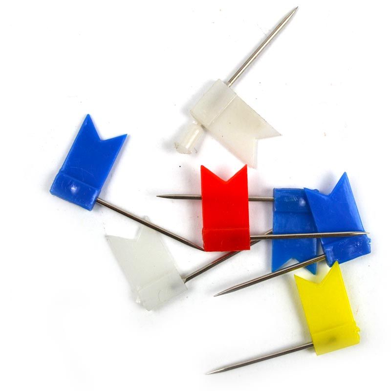 Кнопки гвоздики с флажками Optima 50шт. материал шляпки -пластик пластиковая коробка разноцветные