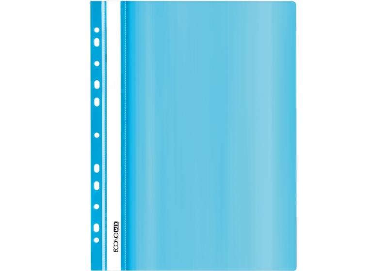 Скоросшиватель с перфорацией А4 Economix пастель пластик прозрачный верх голубой