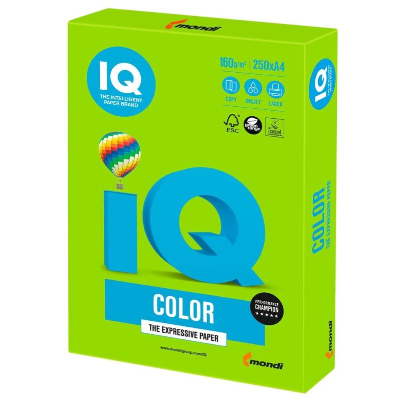 Бумага высокой плотности А4 IQ Color 250 листов зеленая 160г/м2
