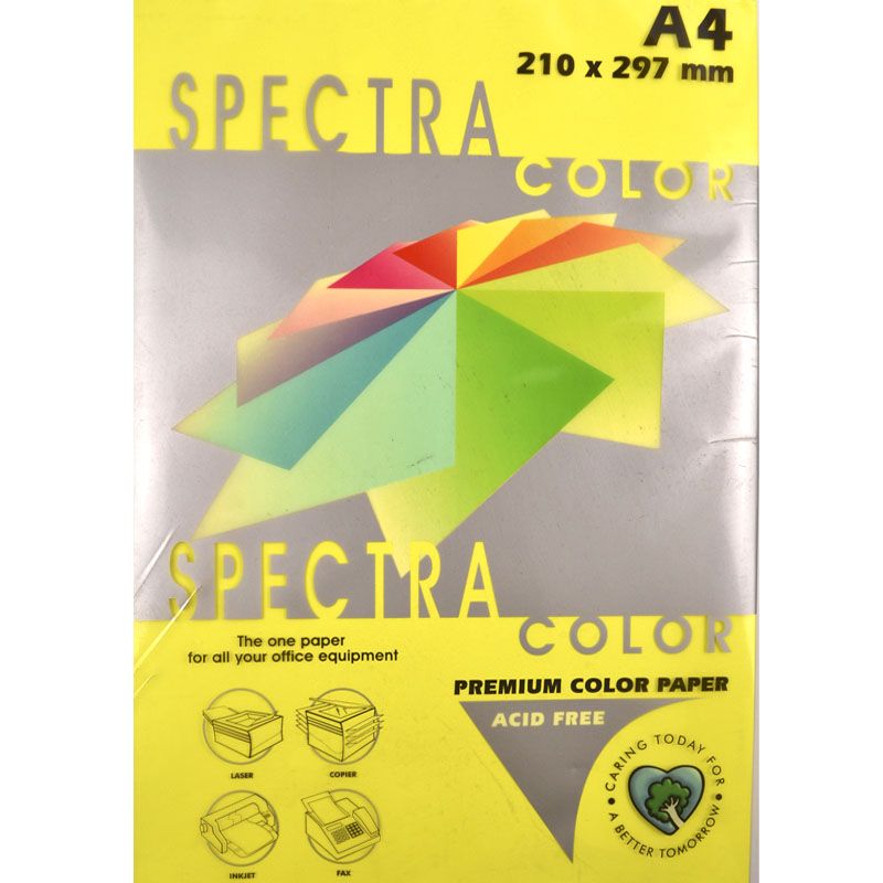 Бумага высокой плотности А4 Spесtra Color 250 листов желтая 160г/м2
