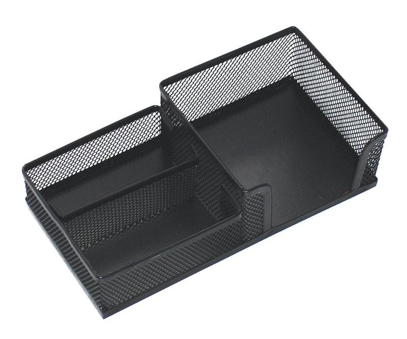 подставка настольная (ненаполненная) optima 3 отделения металл квадратная сетка черная  