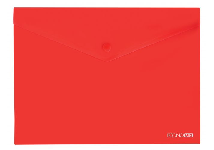 папка на кнопке а4 прозрачный пластик economix красная  