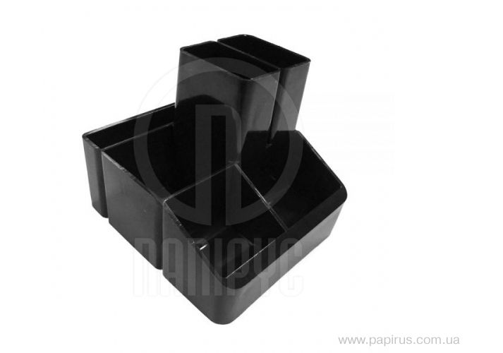 Подставка настольная (ненаполненная) Economix 6 отделений пластик квадратная черная