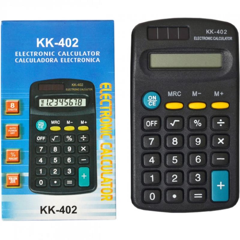 Калькулятор карманный KK402 8 разрядов плоский 11,5х6,5х2 черный (KK402)