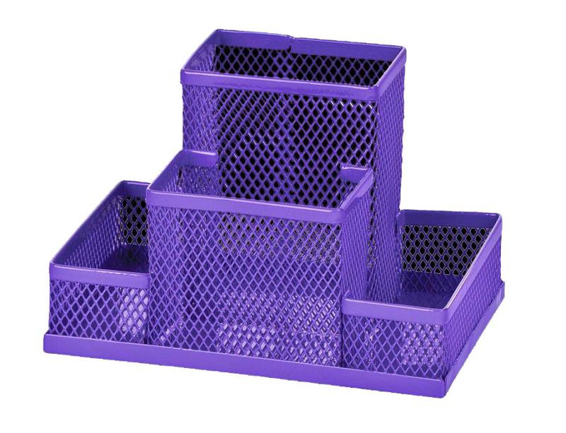 подставка настольная (ненаполненная) zibi 4 отделения металл прямоугольная фиолетовая  