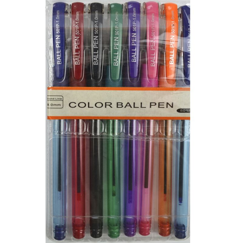 набор цветных ручек шариковые ball pen 501р 8 цв. (1мм)  