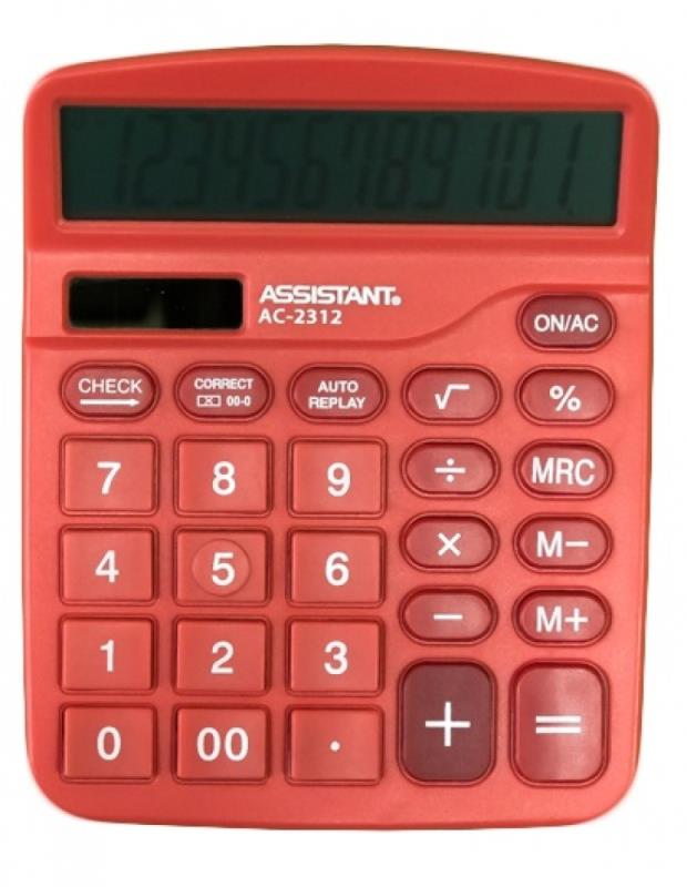 Калькулятор настольный Assistant AC 2312 12 разрядов фиксированный угловой 138x103x27 мм красный