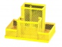 подставка настольная (ненаполненная) zibi 4 отделения металл прямоугольная сетка желтая  