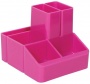 подставка настольная (ненаполненная) economix 6 отделений пластик квадратная розовая  