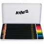 карандаши цветные kite металлическая коробка 12 цв. трехгранные  