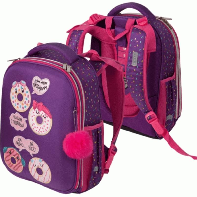 рюкзак школьный каркасный devente choice donuts спинка ортопедическая фиолетовый  
