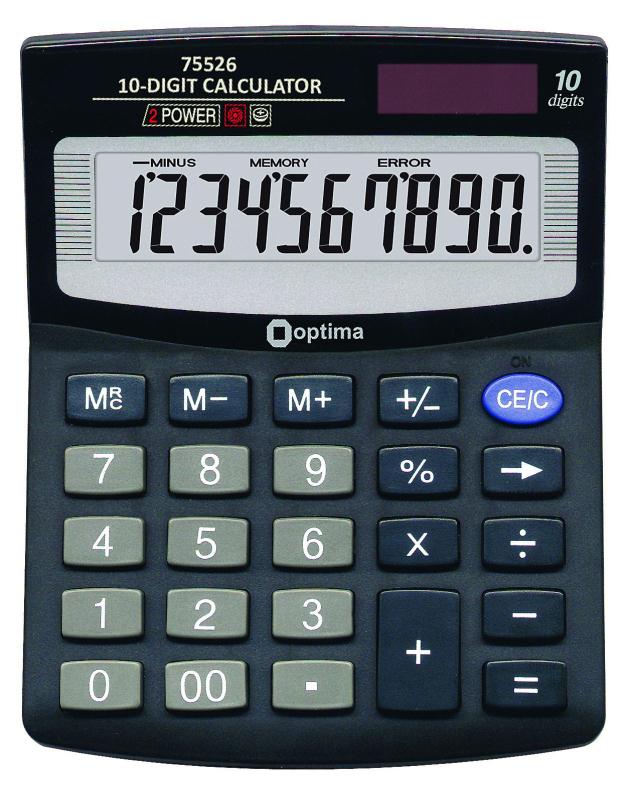 Калькулятор настольный Optima 75526 10 разрядов фиксированный угловой 125х100х27 черный