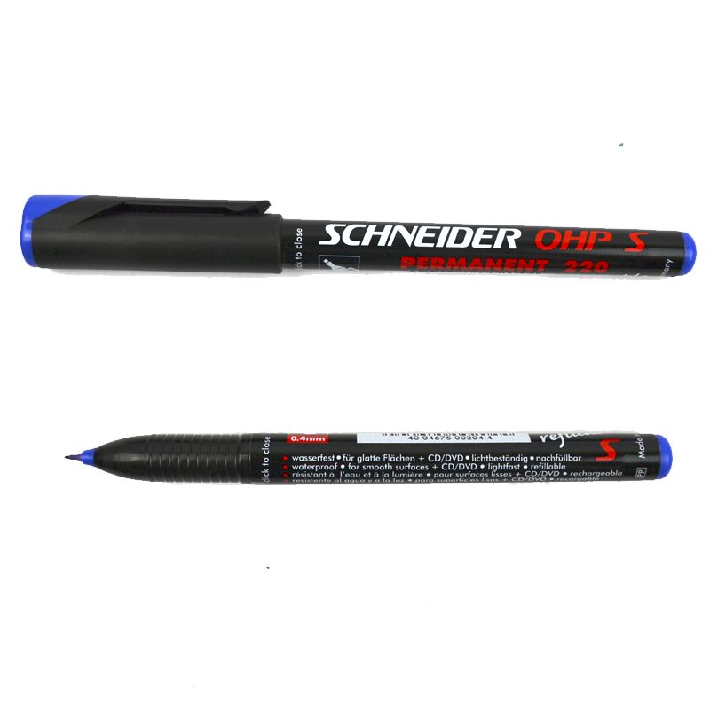 Маркер перманентный 0,4мм круглый Schneider ОНР-S112403 синий
