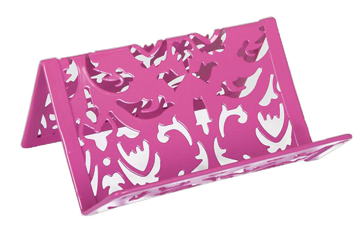 Подставка для визиток металл Кружево Buromax Barocco розовая