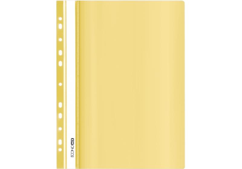 Скоросшиватель с перфорацией А4 Economix пастель пластик прозрачный верх желтый