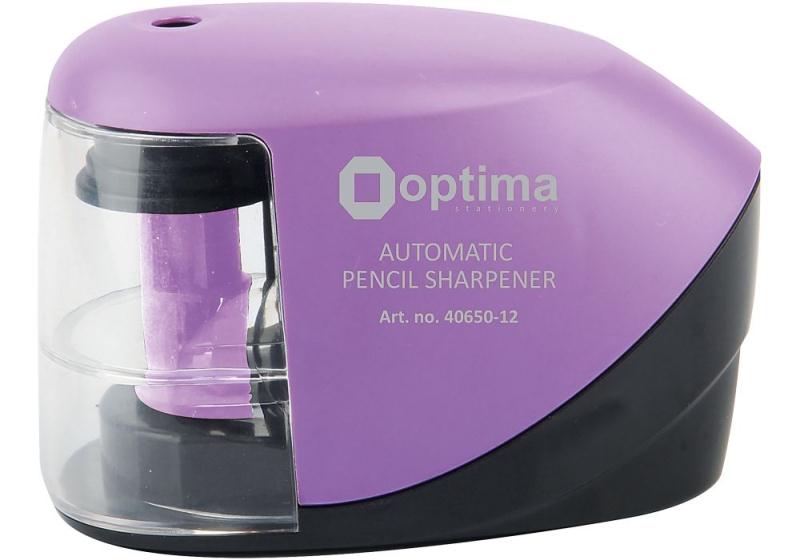 Точилка автоматическая Optima пластик фиолетовая на батарейках