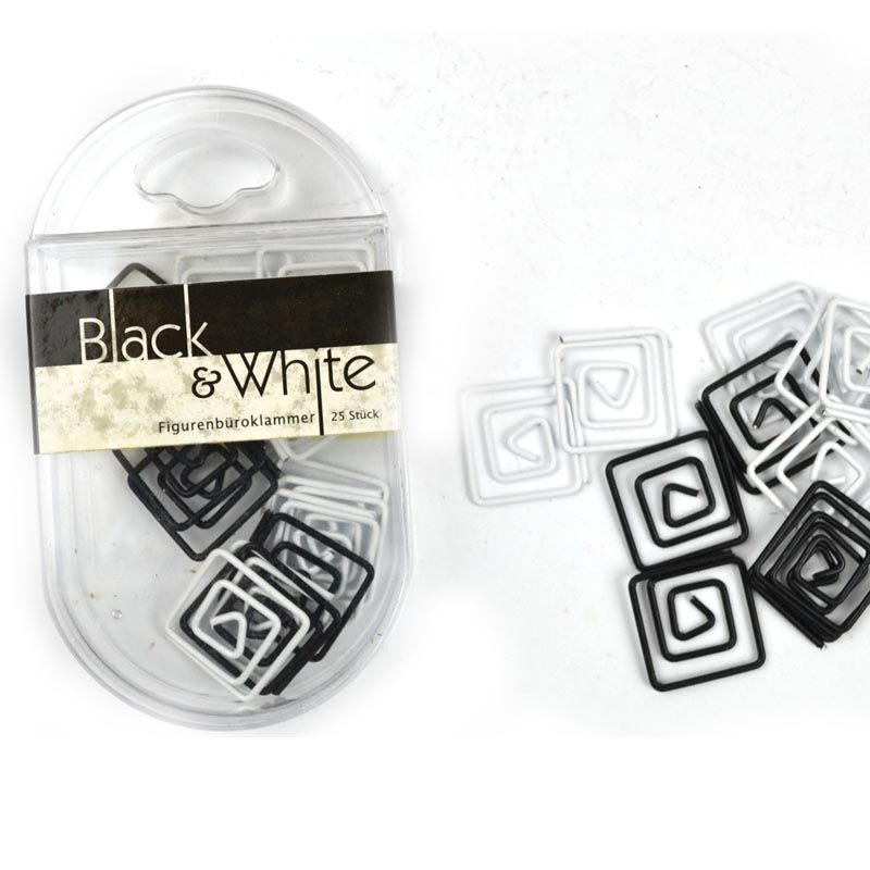 Скрепки квадратные 18мм Axent Black&White 25шт. пластик черно-белые