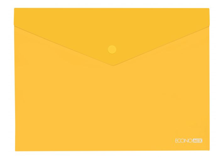 папка на кнопке а4 прозрачный пластик economix желтая  