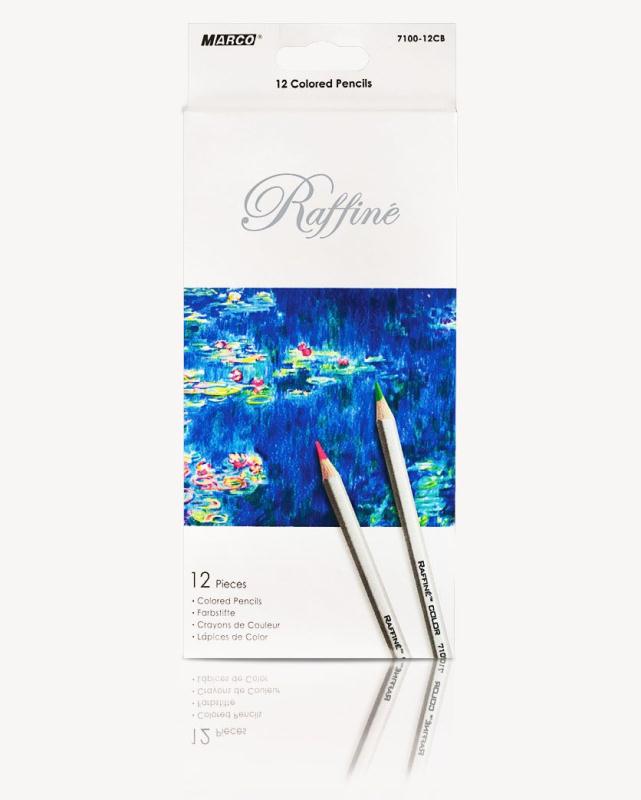 карандаши цветные marco raffine серый корпус 12 цв. шестигранные  