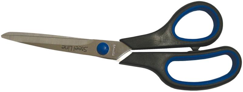 Ножницы Economix 20см с резиновыми вставками черные с синим