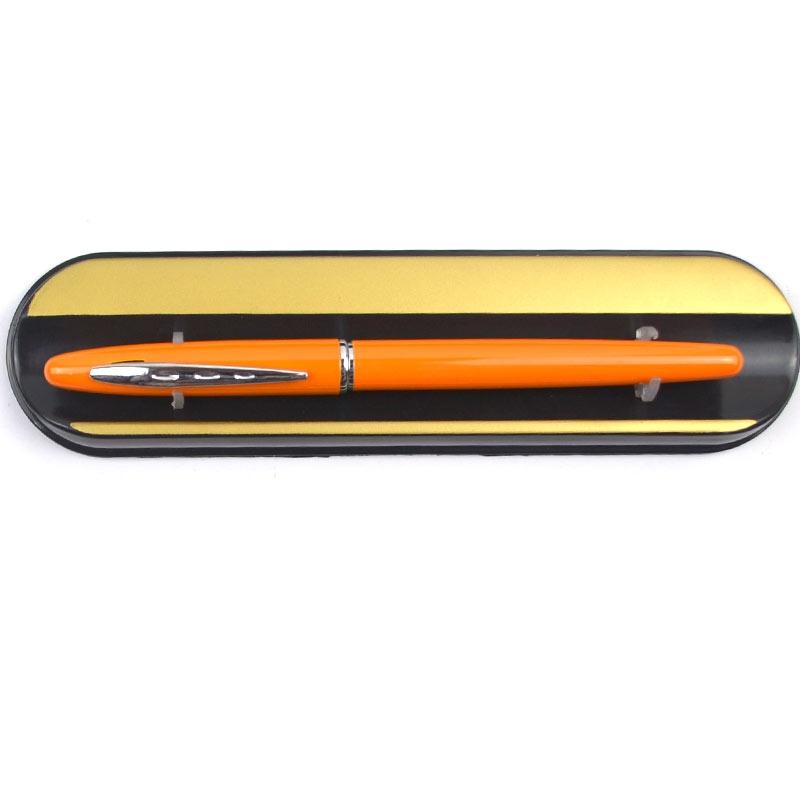 Ручка в пластиковом футляре капелярная (0,5мм) стержень синий с колпачком корпус оранжевый
