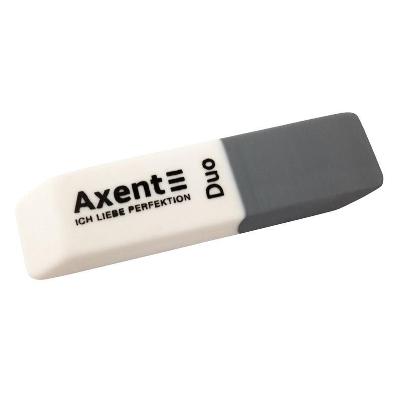 Ластик Axent Duo прямоугольный 55х13х8мм белая с серым