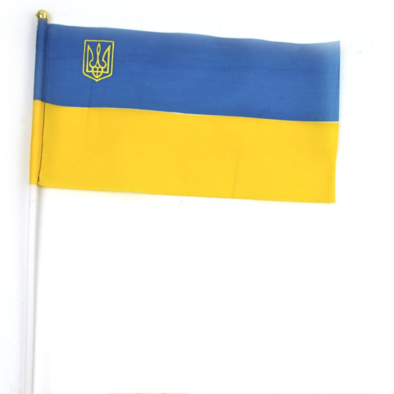 Флаг Украины, полиэстер, 23х12см, пластиковая ножка 37см