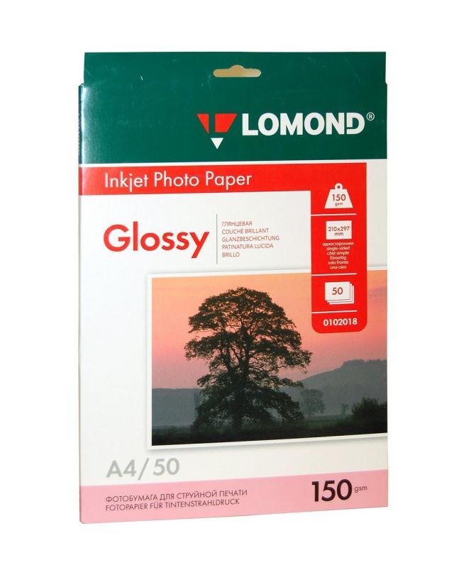 Фотобумага А4 глянцевая 150г/м2 50 листов Lomond
