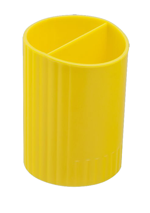 стакан для ручек пластик 2 отделения круглый zibi желтый  