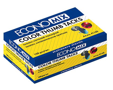 Кнопки Economix 100шт. материал шляпки -металл картонная коробка разноцветные