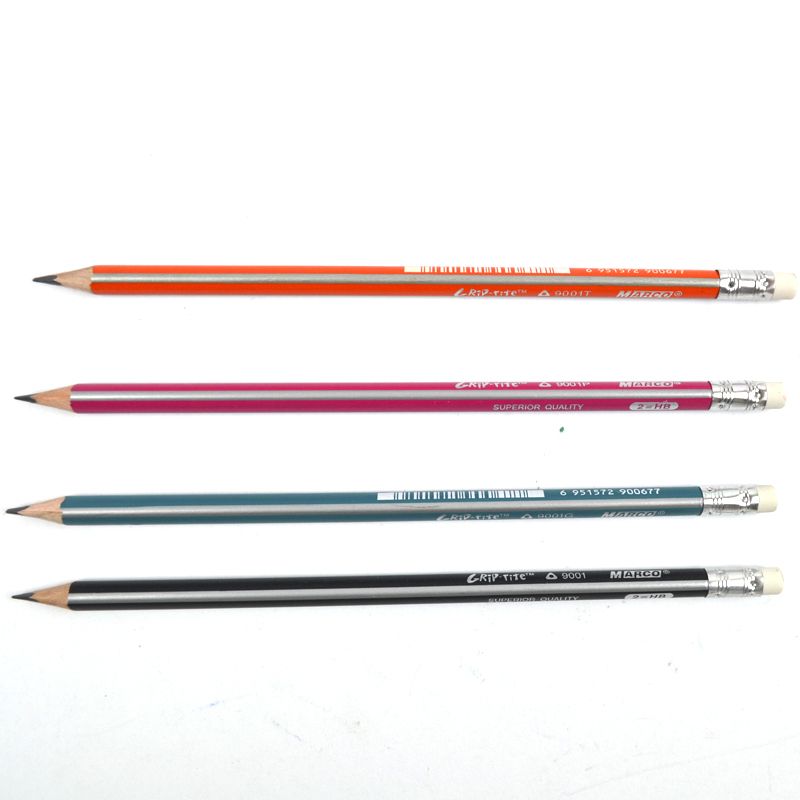 карандаш чернографитный marco grip-tite hb трехгранный с резинкой в ассортименте полосатый  