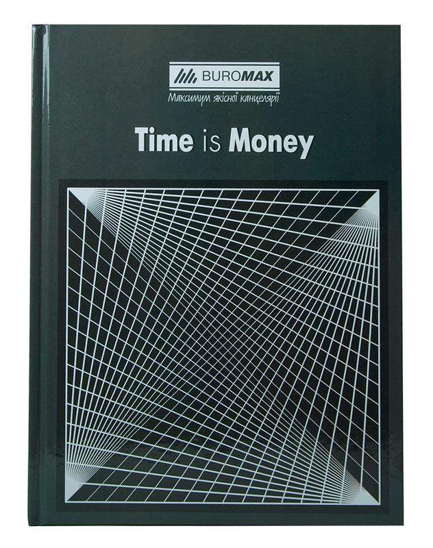 Тетрадь А4 96 л. Buromax Time is money офсет клетка картон твердый, серая