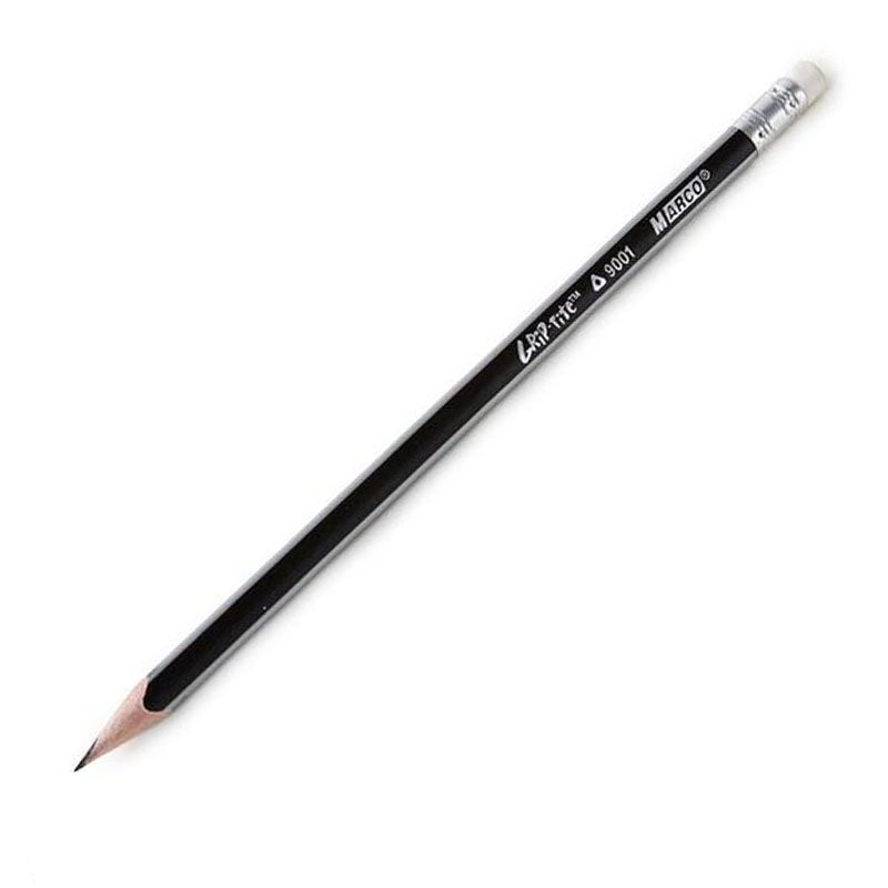 карандаш чернографитный marco superb writer 4211 hb шестигранный с резинкой полосатый  