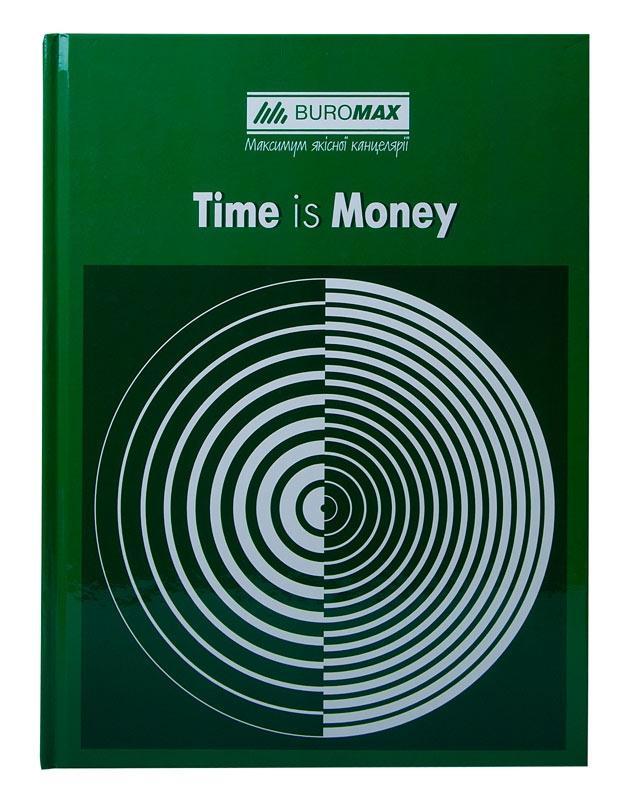 Тетрадь А4 96 л. Buromax Time is money офсет клетка картон твердый, зеленая