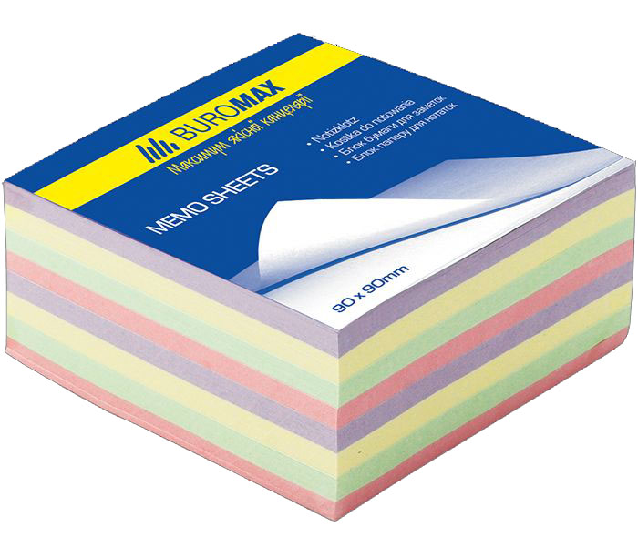 Бумага для заметок рассыпная квадратная 90х90х40мм разноцветная Buromax