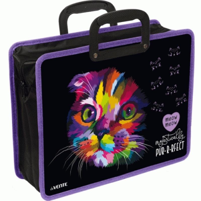 портфель школьный а4+ devente meow meow 1 отдел пластик на застежке  