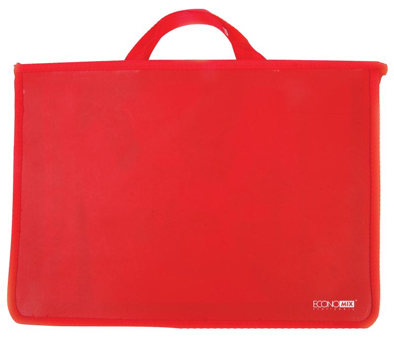 Портфель А4 Economix 1 отделение пластик на молнии 6 см красный с тканевыми ручками
