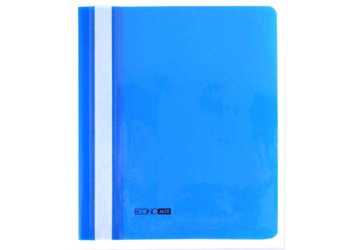Скоросшиватель А5 Economix пластик прозрачный верх, синий