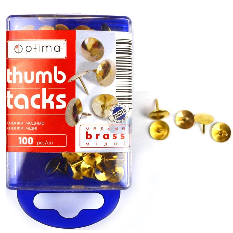 Кнопки Optima 100шт. материал шляпки -металл пластиковая коробка золотые