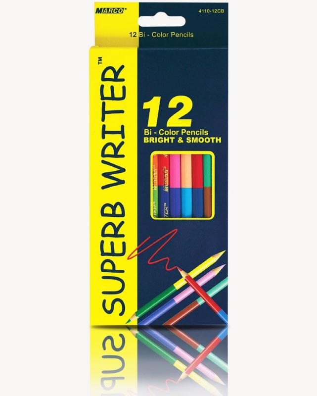 карандаши цветные marco 2 сторонние 12 цв. шестигранные  