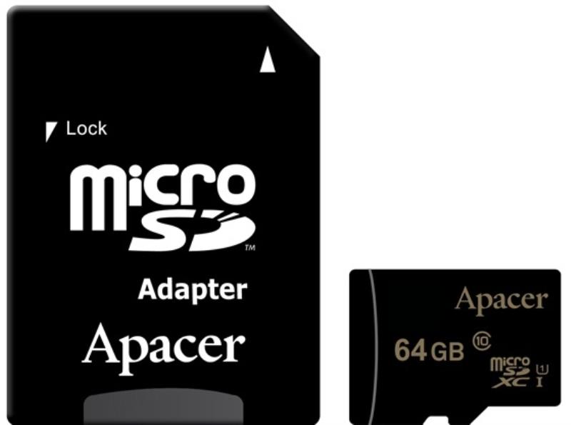 Карта памяти microSDHC Apacer 64 Gb +SD Адаптер