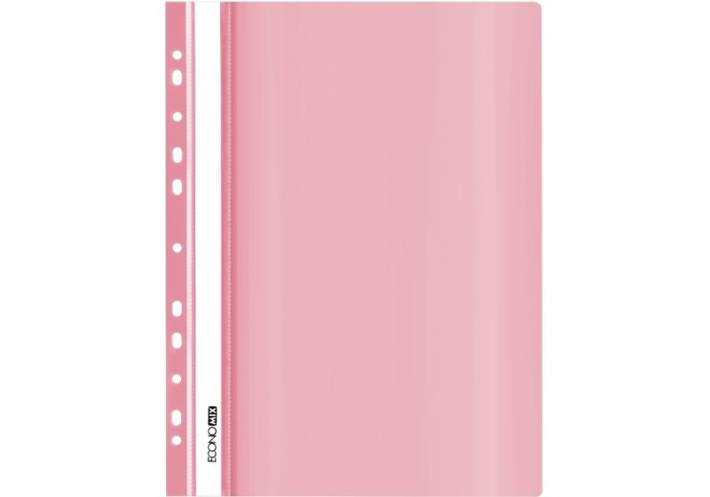 Скоросшиватель с перфорацией А4 Economix пастель пластик прозрачный верх розовый