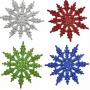 новогоднее украшение снежинки пластик 12,5см в ассортименте глитерные  