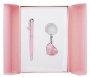 Набор подарочный Romance ручка шариковая + брелок (0,7мм) Langers стержень синий поворотный корпус розовый