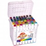 Набор скетч маркеров для бумаги 48шт. круглый/клинообразный разноцветные в пластиковом боксе